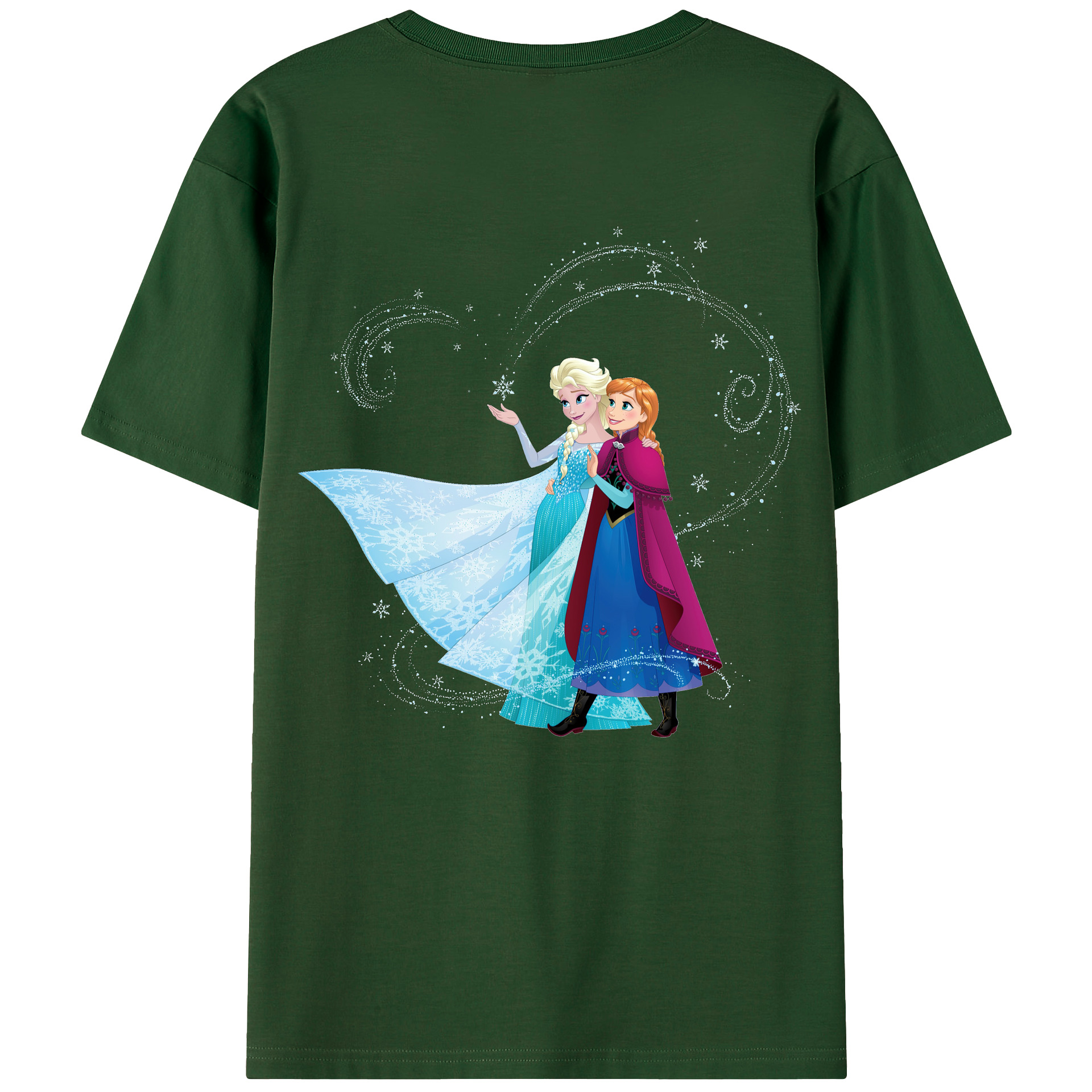 （画像用） アナと雪の女王 アンナ エルサ Frozen Anna Elsa 綿100％半袖Tシャツ（背面プリント）